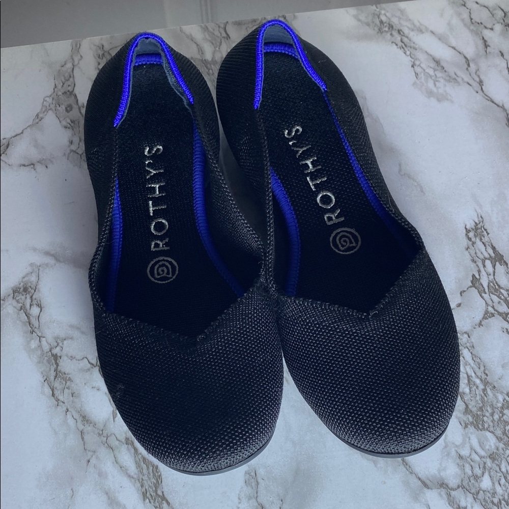 ROTHY’S The Flat Round Toe Ballet Flats BLACK Comfort SUSTAINABLE Materials SZ 7